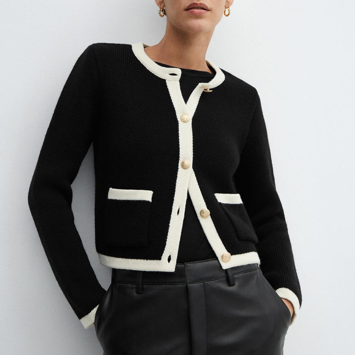 Black Contrast Trim Jacket main product photo