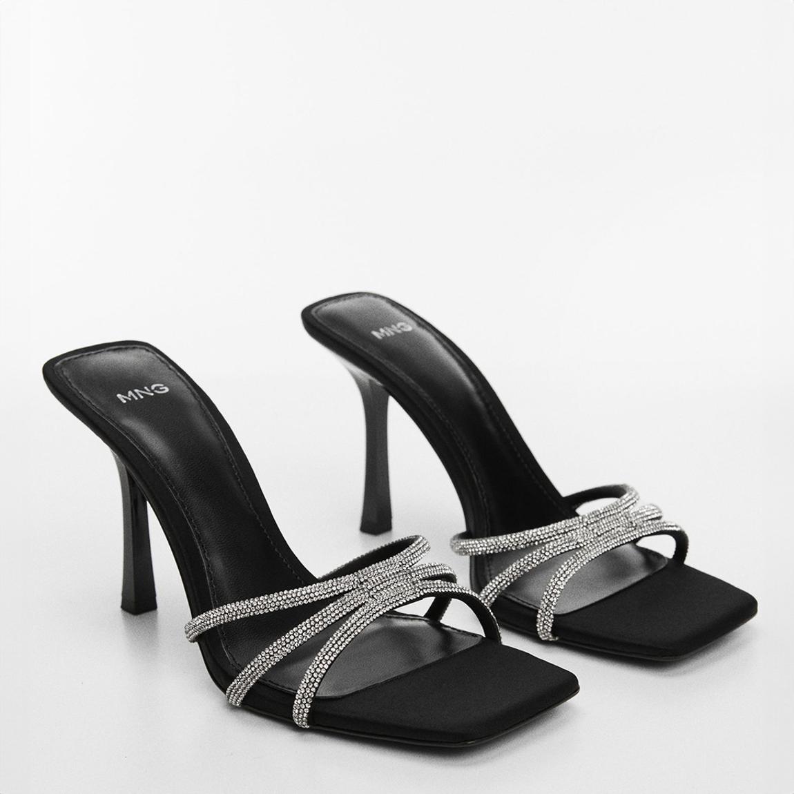 Black Rhinestone Strappy Mules main product photo