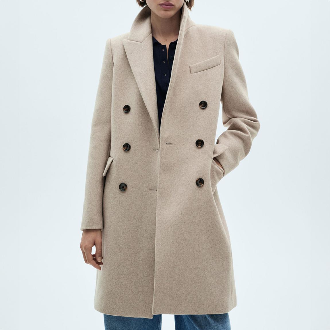 Stone Double Breasted Wool Blend Coat main product photo