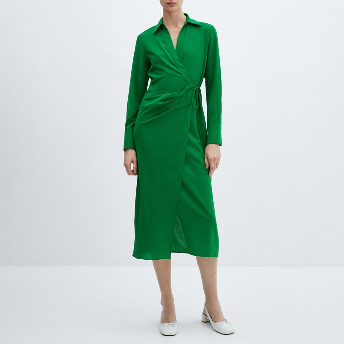 Emerald Wrap Shirt Midi Dress main product photo