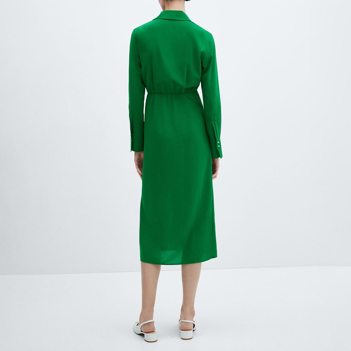 Mango Emerald Wrap Shirt Midi Dress - BrandAlley