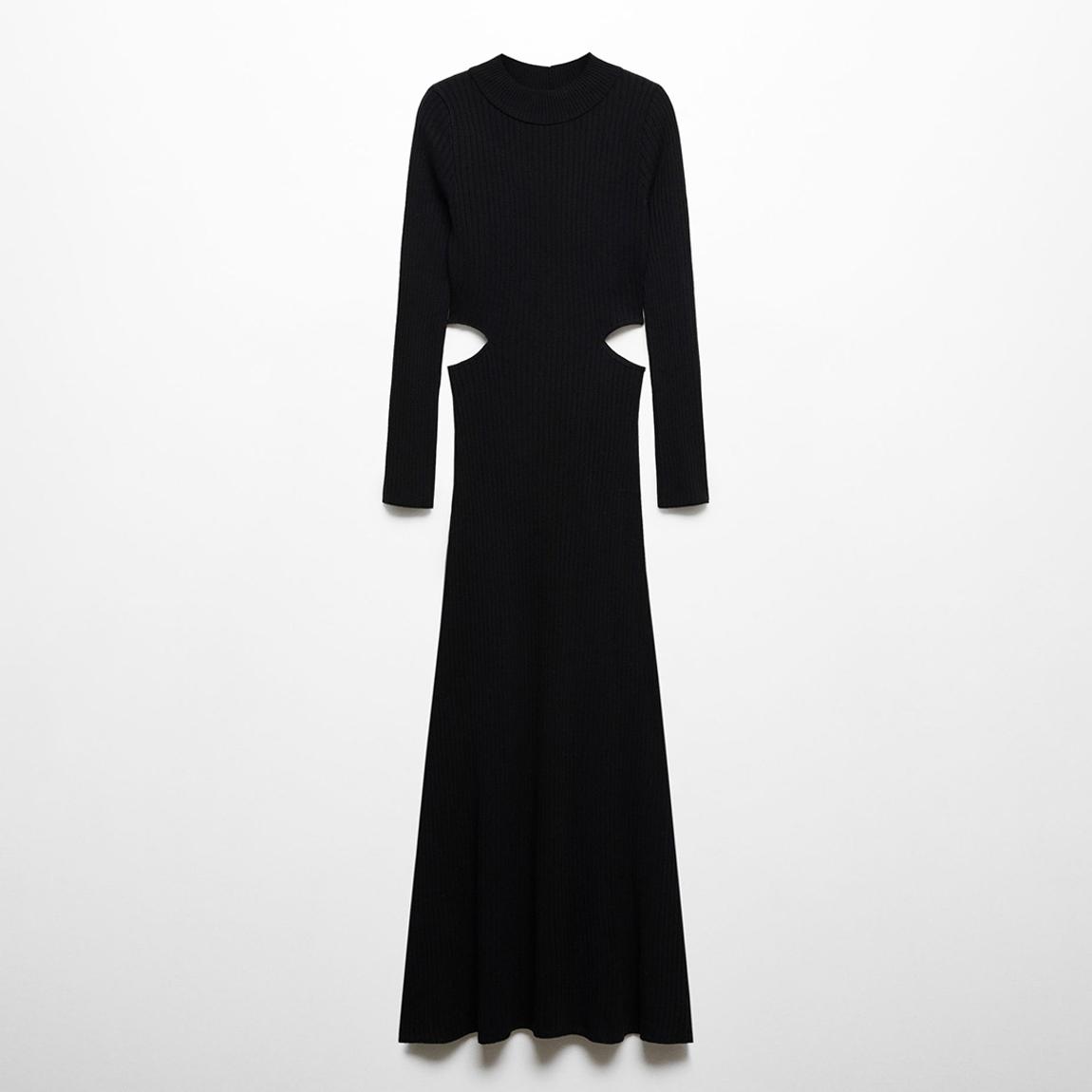 Mango Black Ribbed Knit Cut Out Maxi Dress - BrandAlley Mango Black Ribbed Knit Cut Out Maxi Dress - BrandAlley