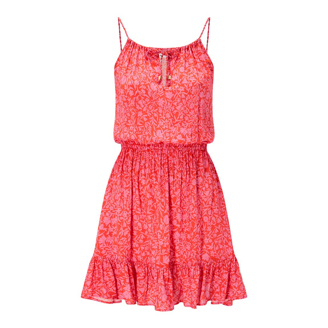 Red & Pink Limpopo Tiered Mini Dress main product photo