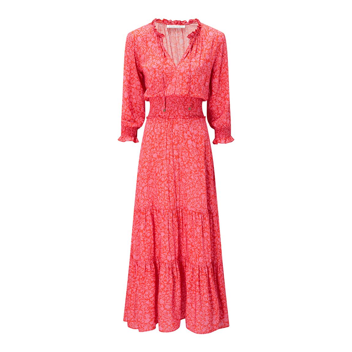 Red & Pink Limpopo Smocked Waist Maxi Dress main product photo