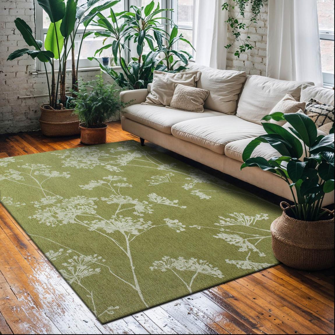 Lola & Moi Parsley - Blossom 200x280cm Rug, Green - BrandAlley