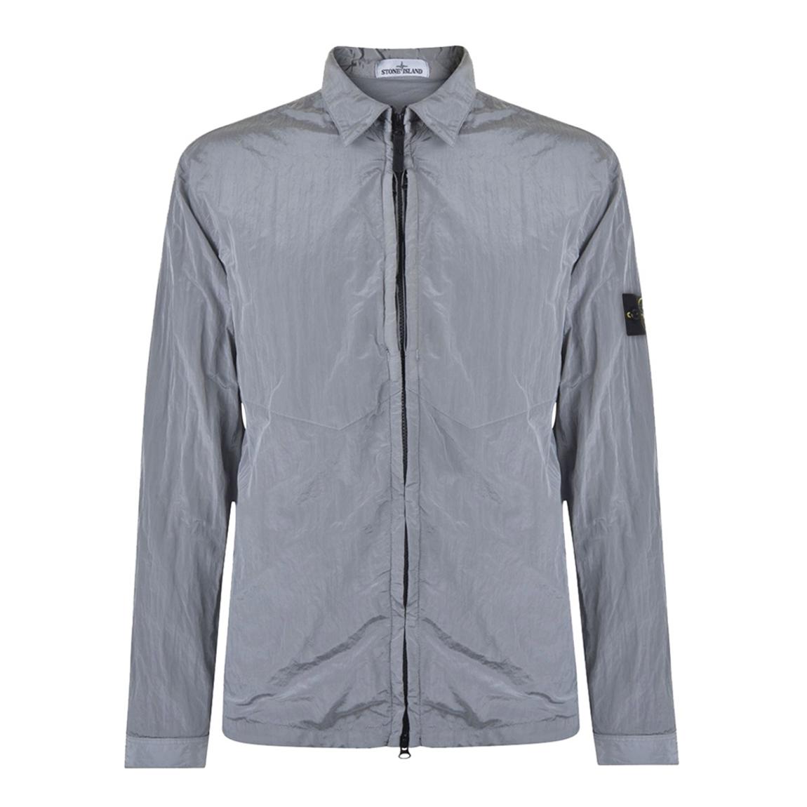 Grey Zip Cotton Blend Overshirt main product photo