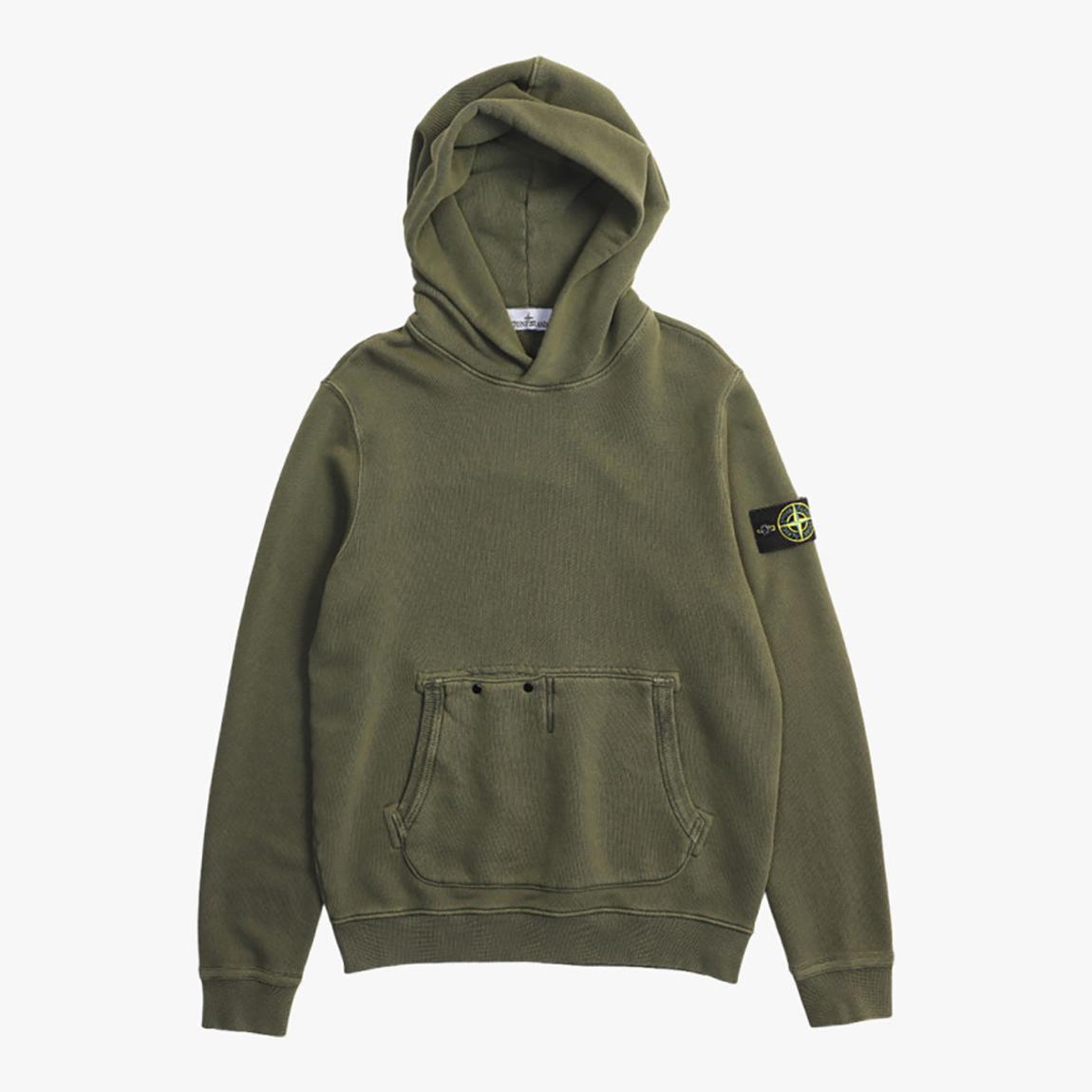 Washed Khaki Badge Cotton Hoodie main product photo