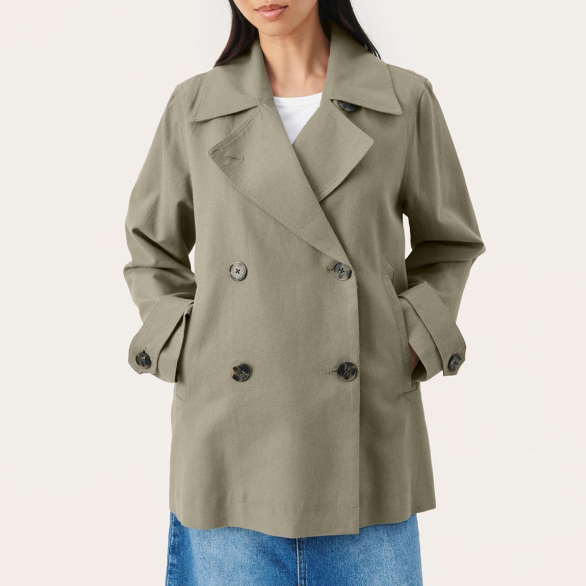 Khaki Linen Blend Trench Coat main product photo