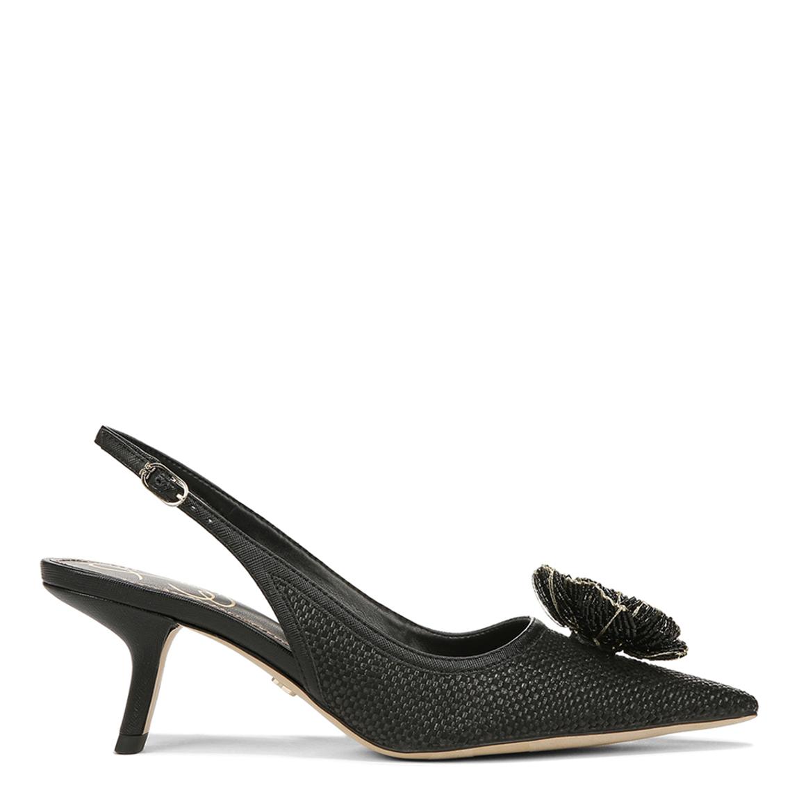 Women's Black Bianka Flora Heeled Slingback Shoes main product photo