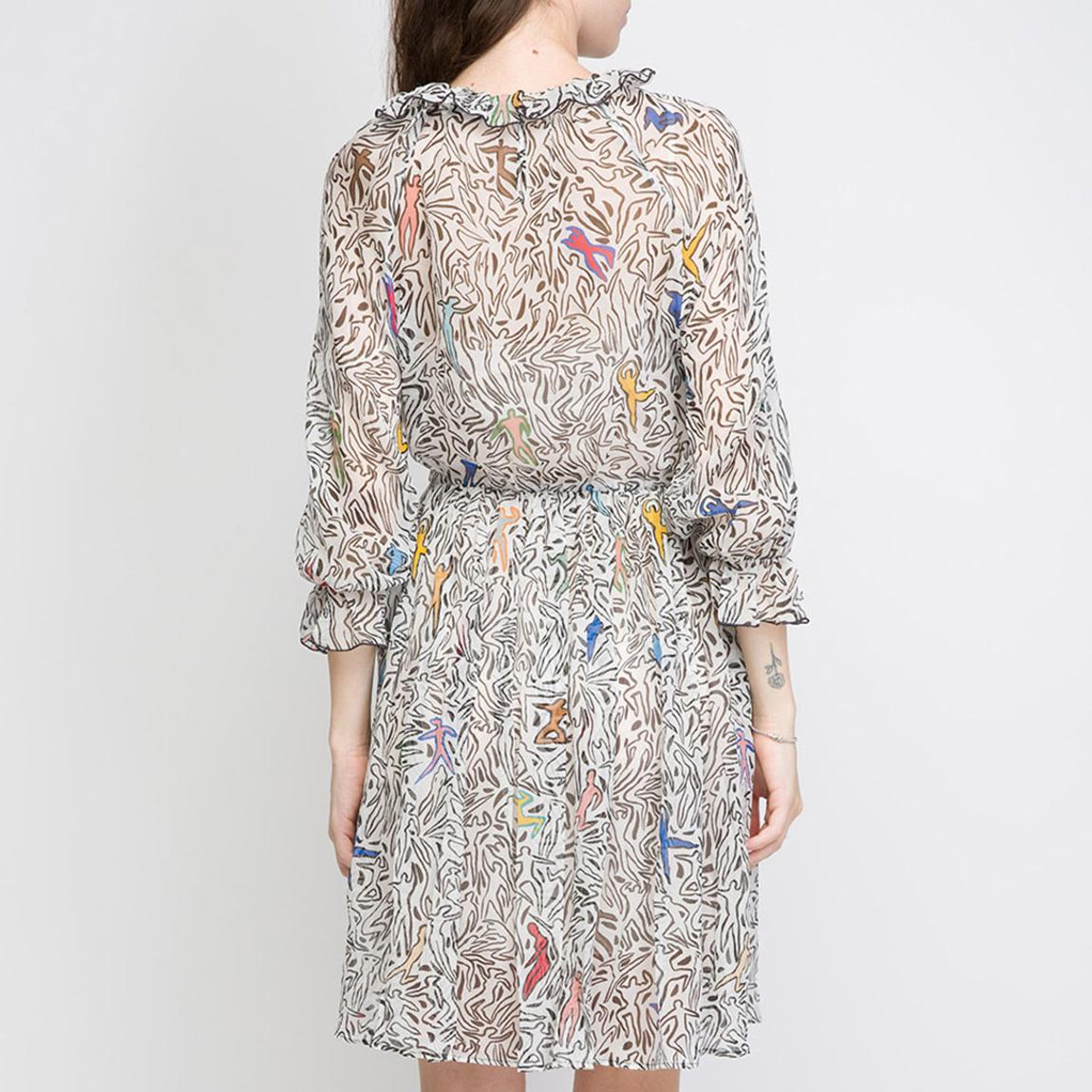 Multi Print Frill Silk Dress main product photo