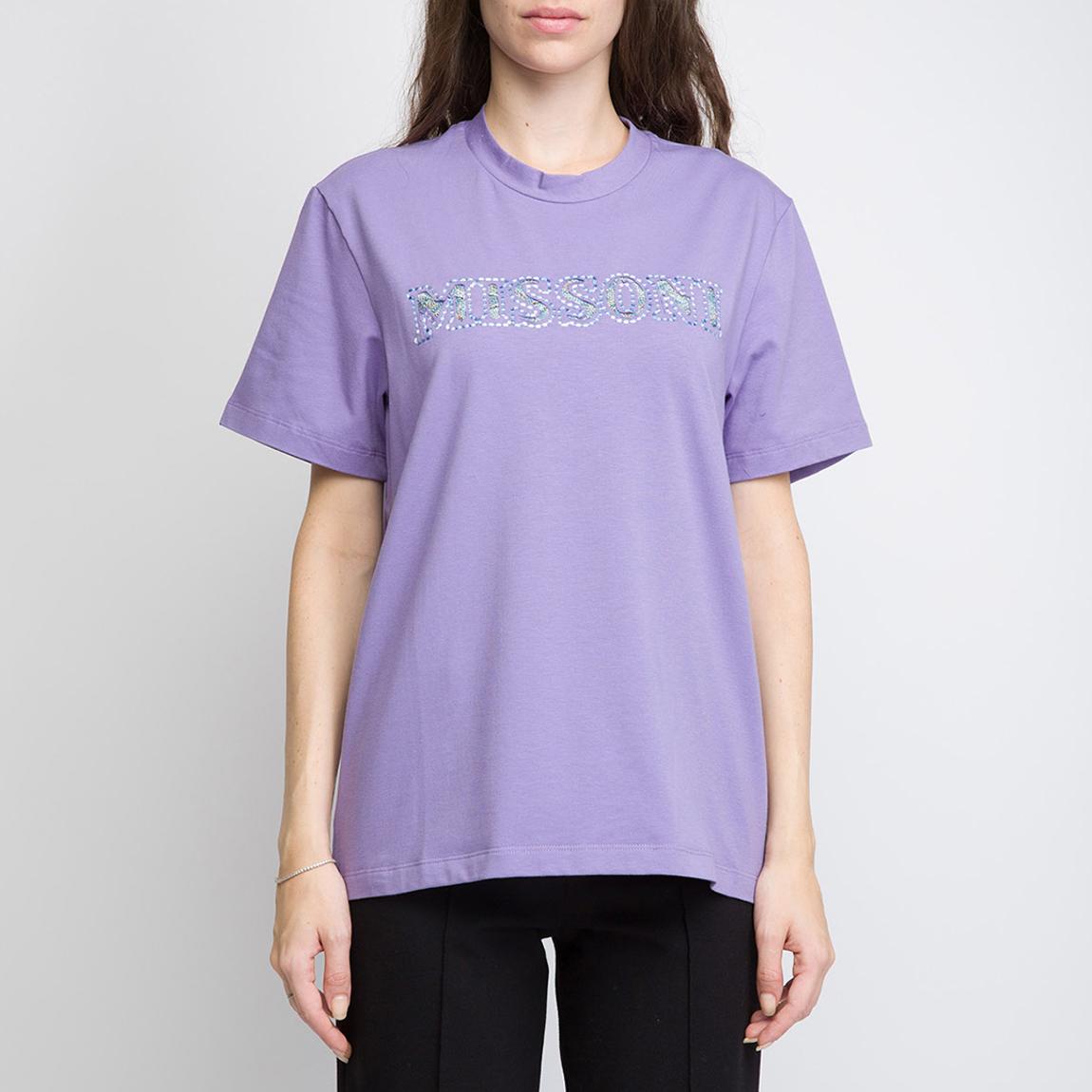 Lilac Embroidered Cotton Blend T-Shirt main product photo