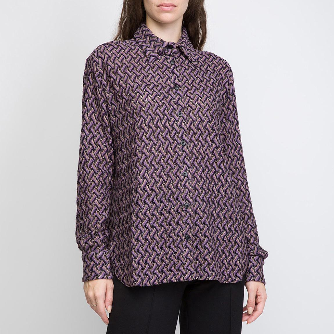 Purple Textured Loose Wool Blend Shirt main product photo