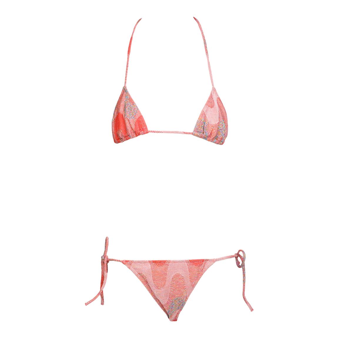 Coral Drawstring Cotton Blend Bikini Set main product photo