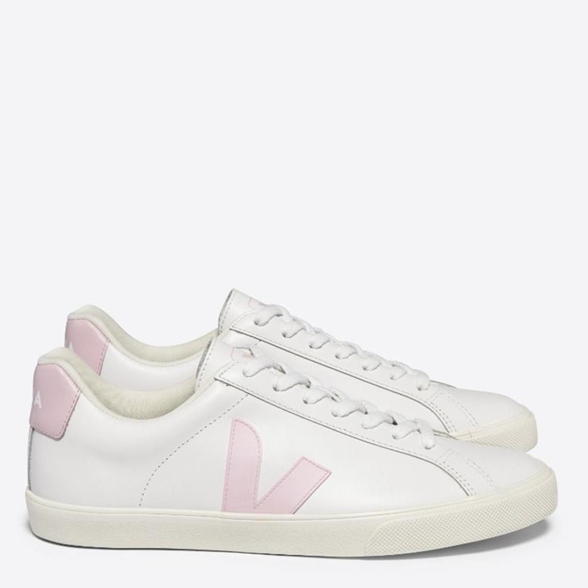 Women's White/Pink Leather Esplar Trainer main product photo