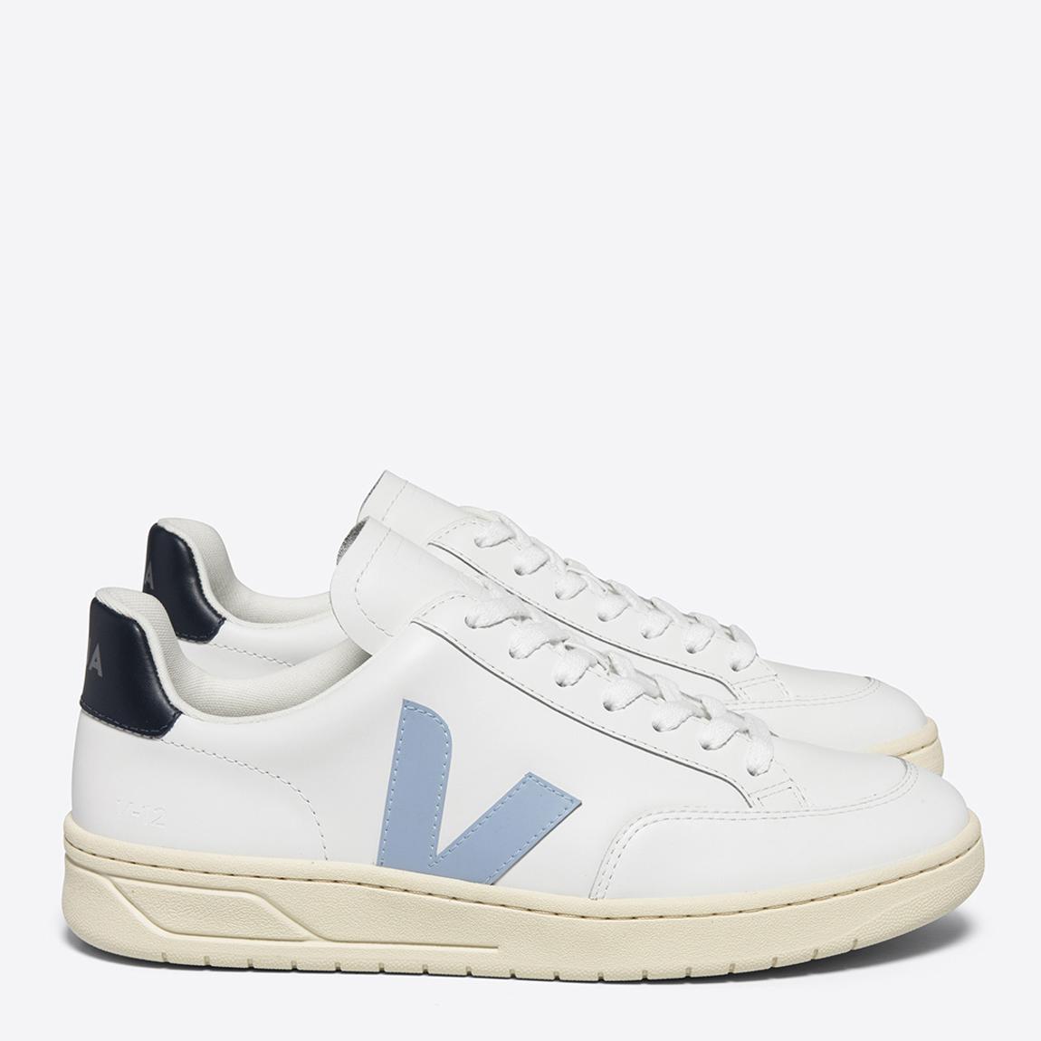 Women's White/ Light Blue Leather V-12 Trainer main product photo