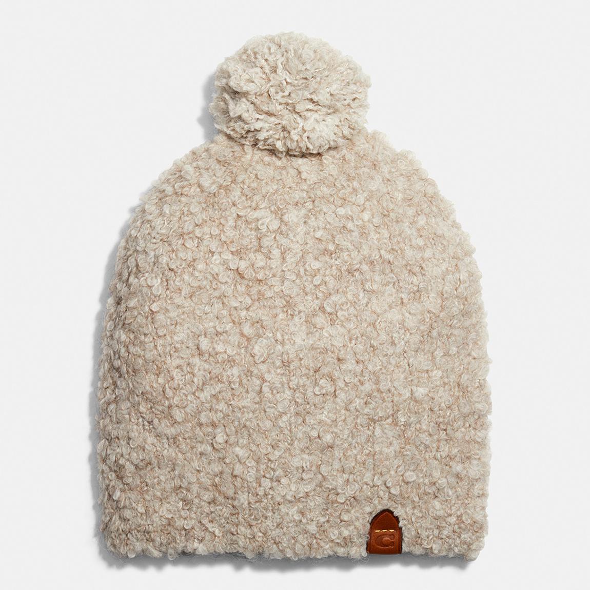 Dove Grey Fleece Texture Pom Beanie main product photo