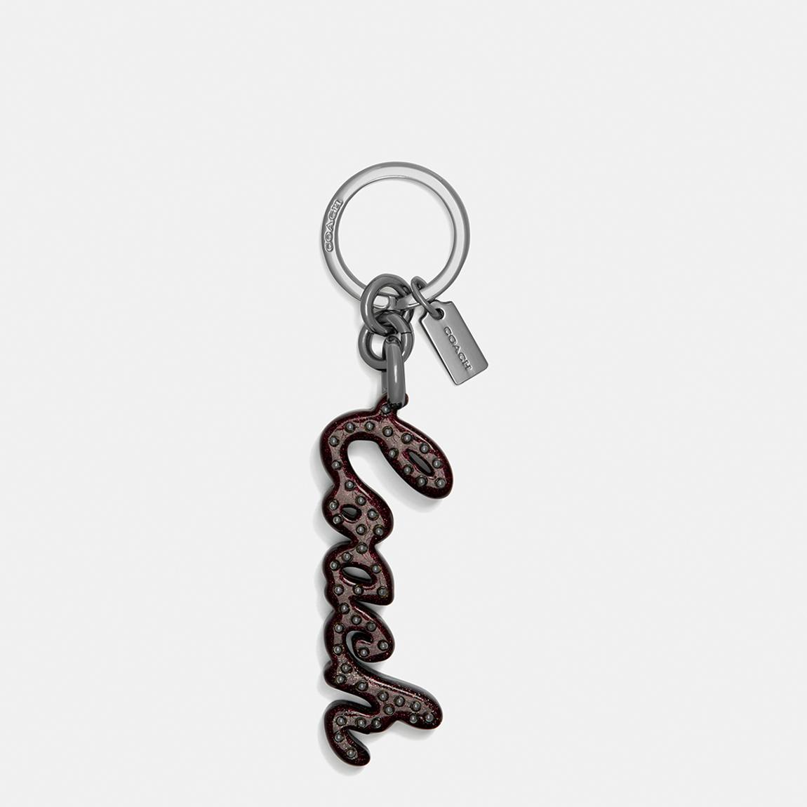 Dark Berry Glitter Resin Coach Script Key Ring main product photo