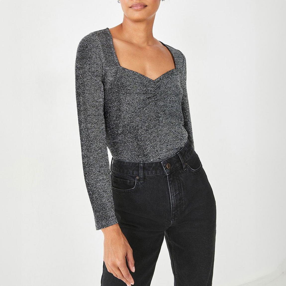 Silver Metallic Sweetheart Top main product photo