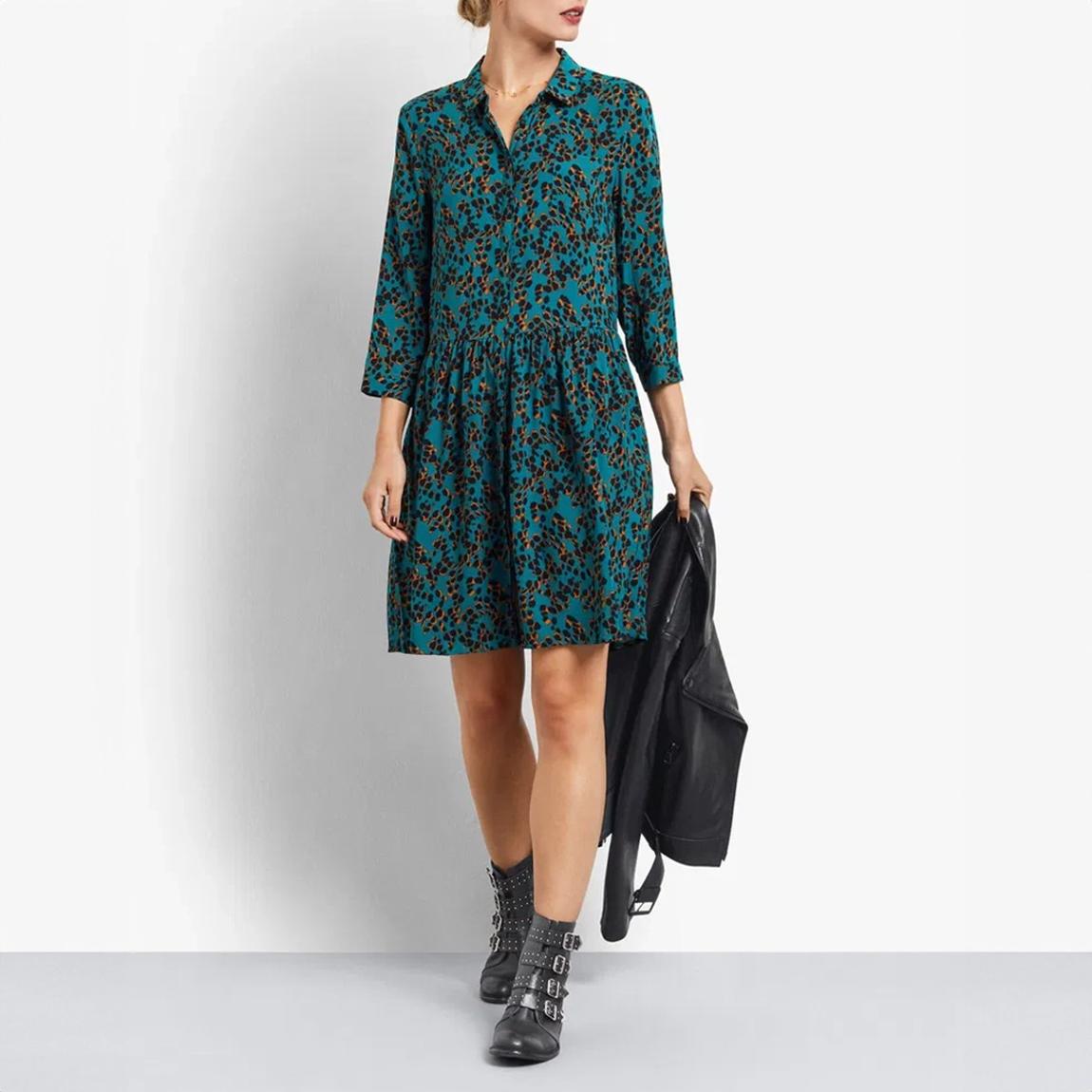 Green Drop Waist Shirt Dress main product photo
