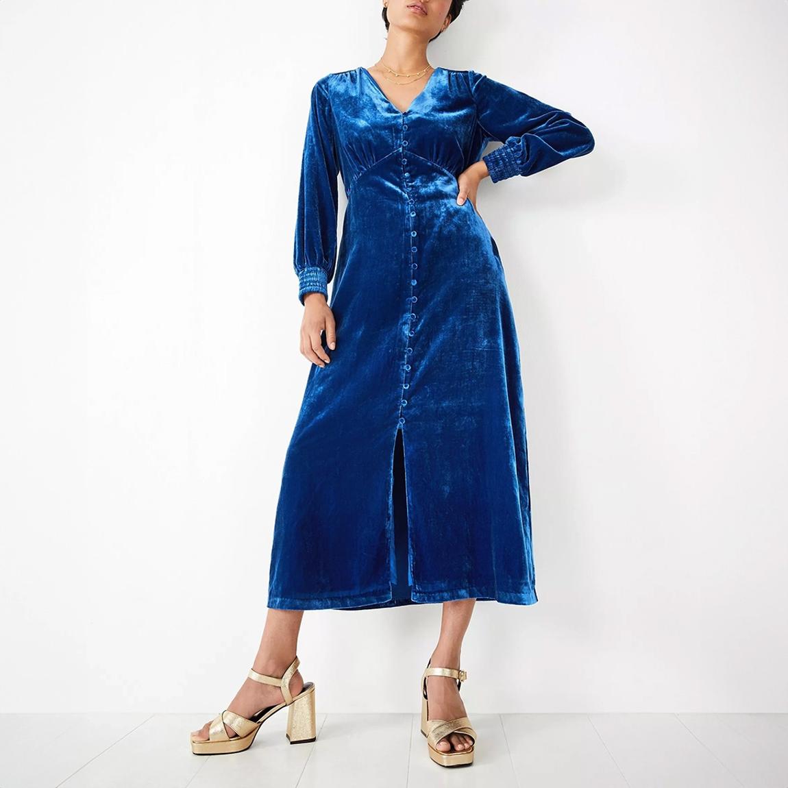 Cobalt Velvet Valeria Midi Dress main product photo