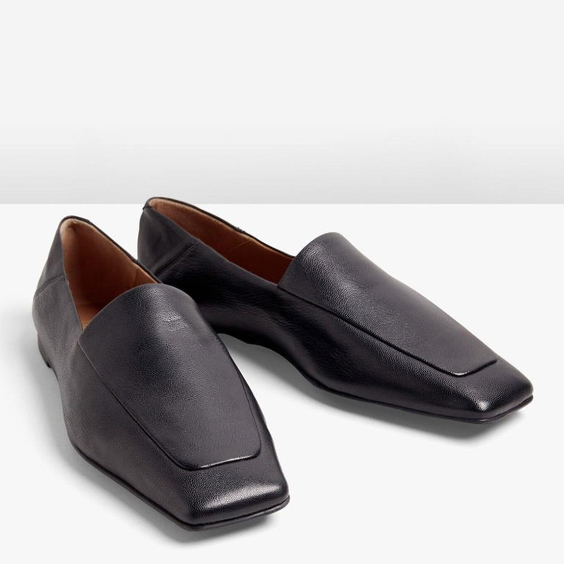 Black Square Toe Leather Loafers main product photo