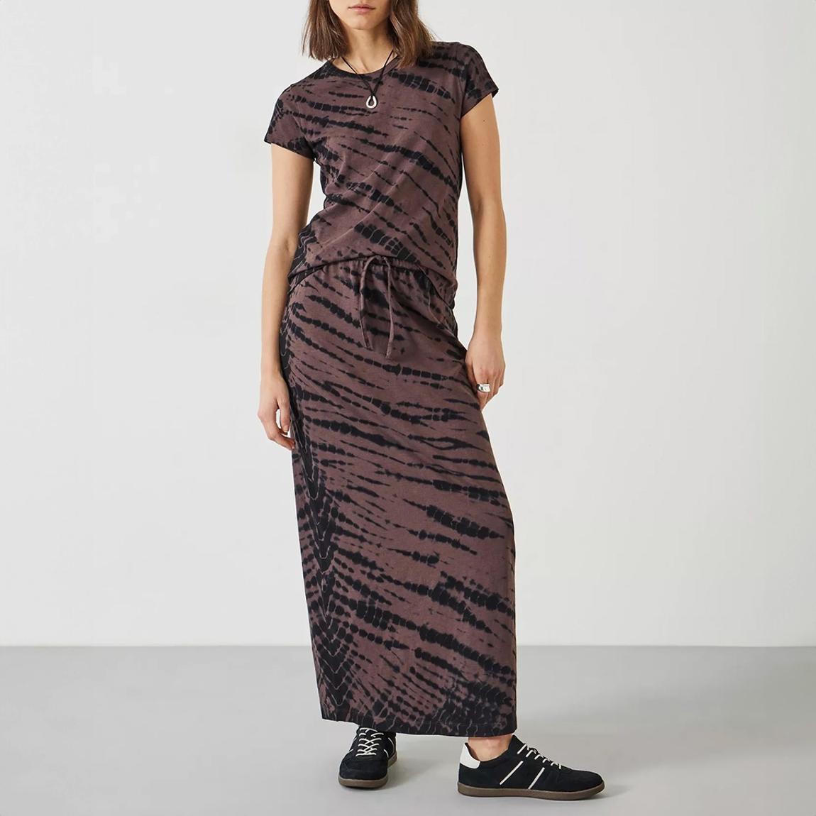 Brown Printed Maxi Skirt main product photo