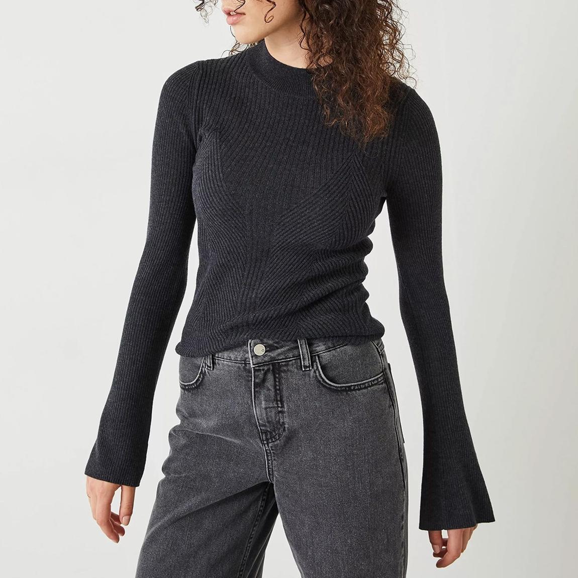 Charcoal Marl Ribbed Wool Blend Jumper main product photo