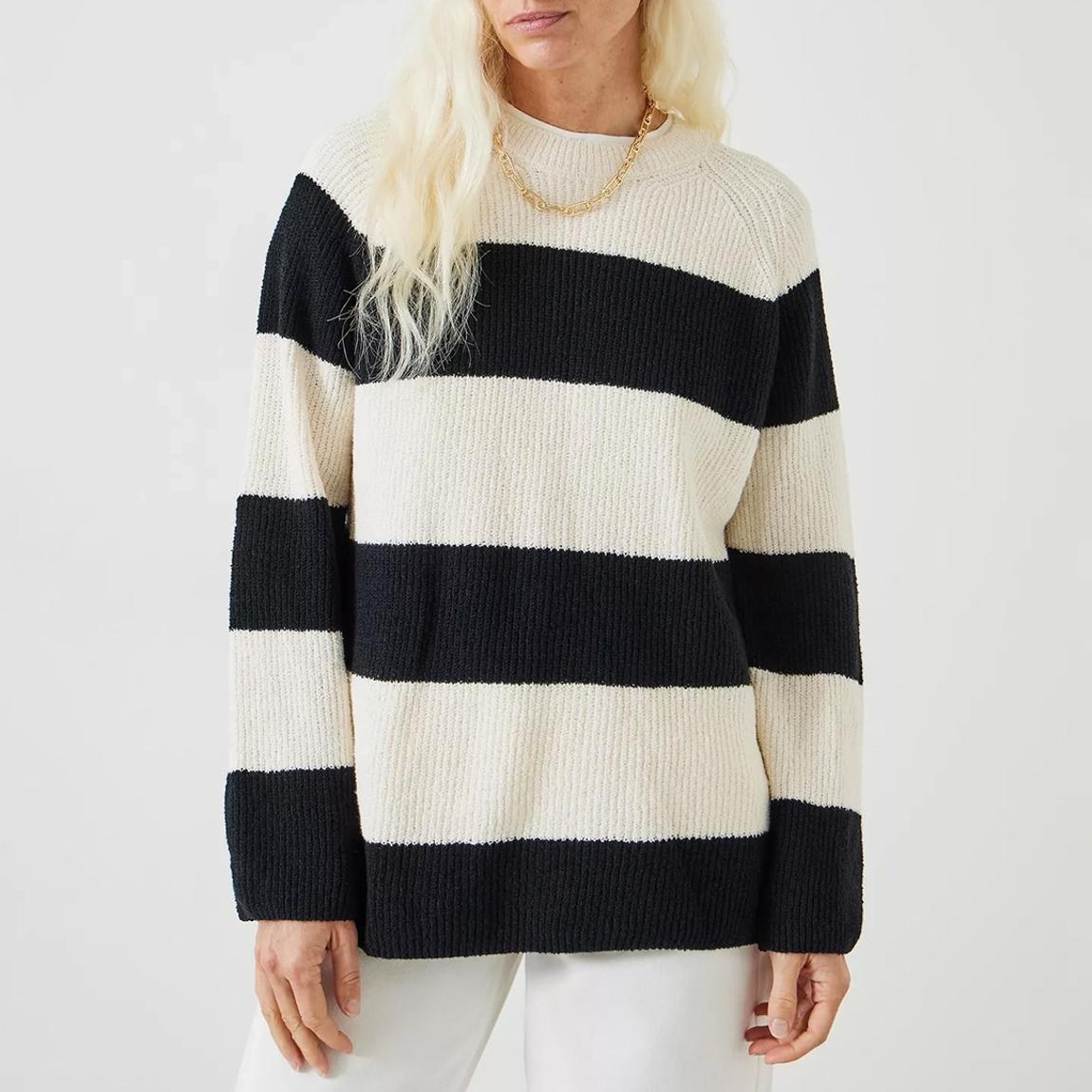 White/Black Stripe Konnie Striped Knitted Jumper main product photo