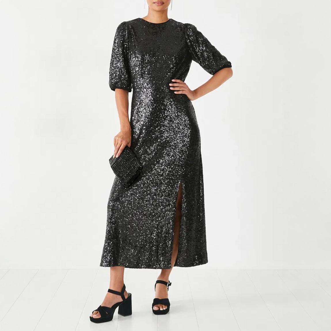 Black Sequin Midi Dress main product photo