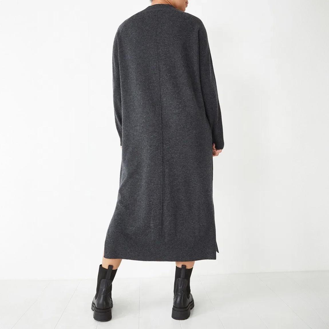 Charcoal Marl Wool Knitted Midi Dress main product photo