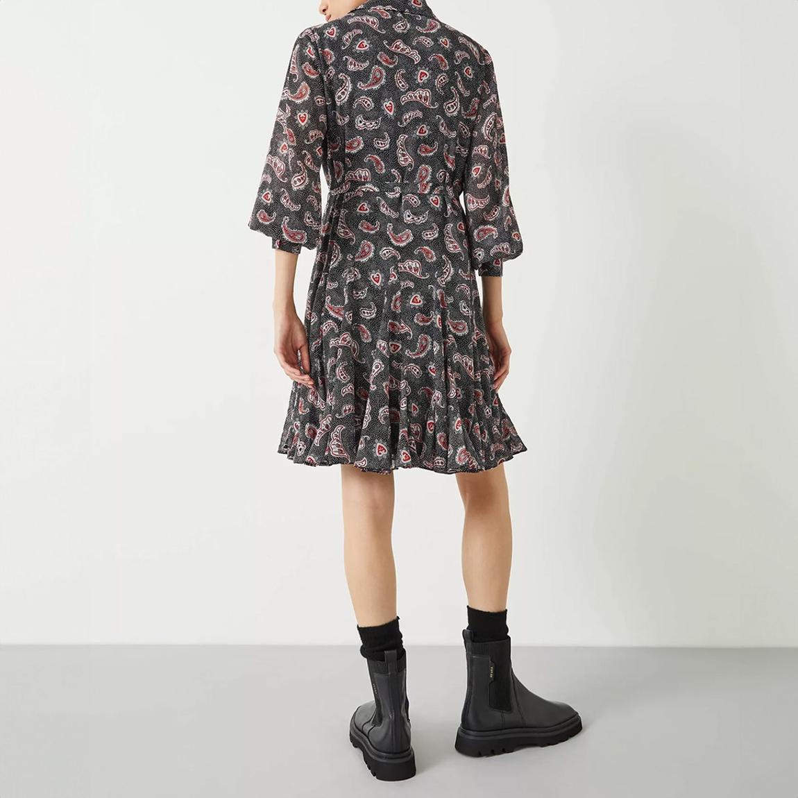 Black Printed Long-sleeved Mini Dress main product photo