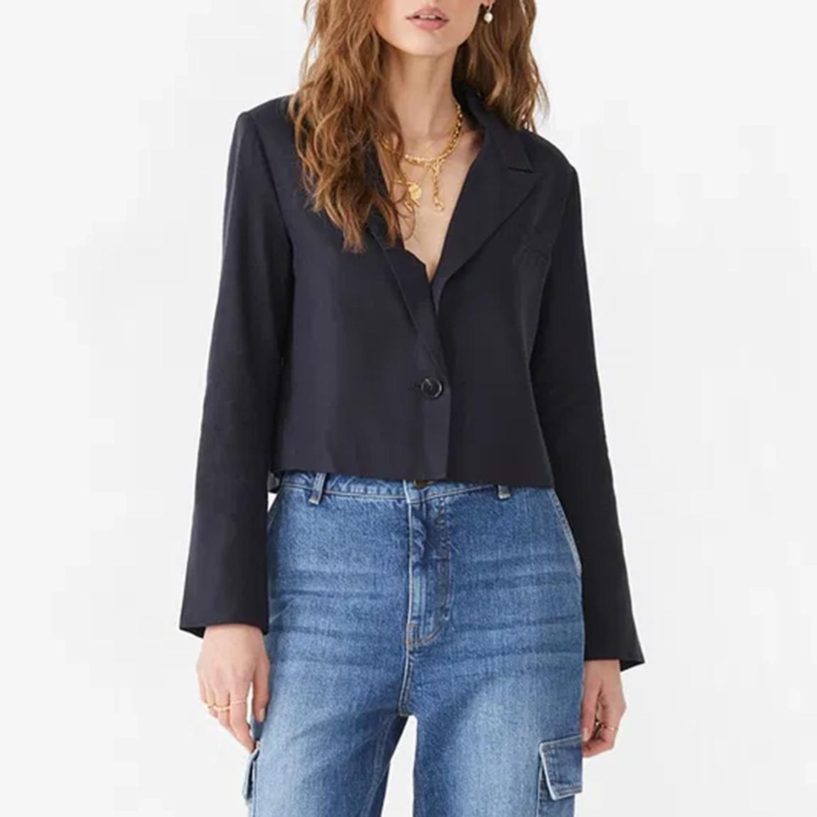 Navy Cropped Blazer main product photo