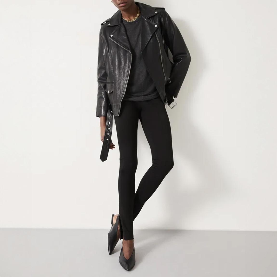 Black Side Zip Jersey Leggings main product photo