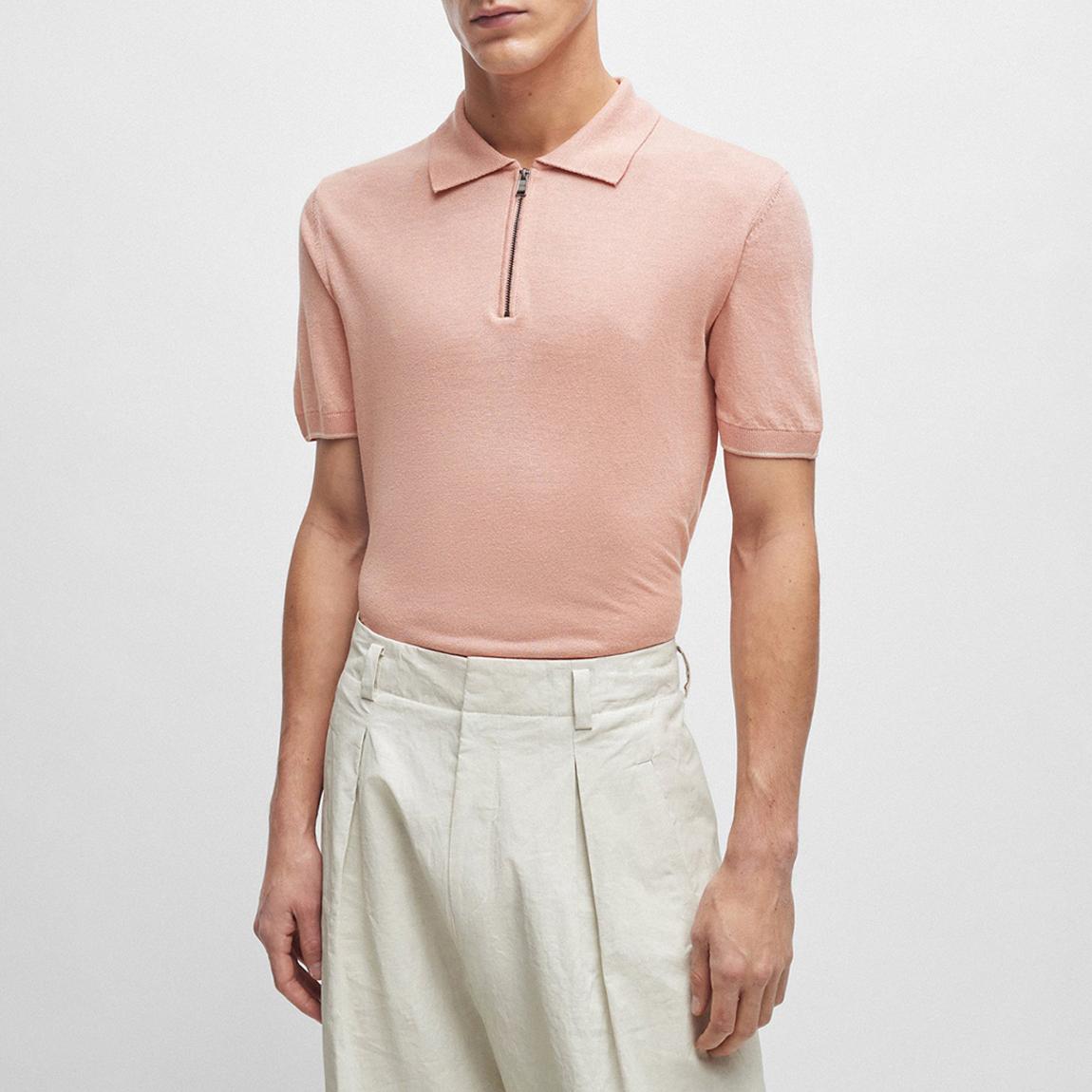 Pink Zip Knit Polo Jumper main product photo