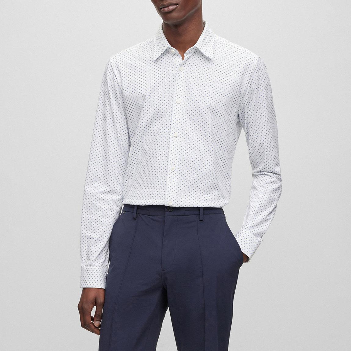 White Speckled Cotton Blend Shirt main product photo