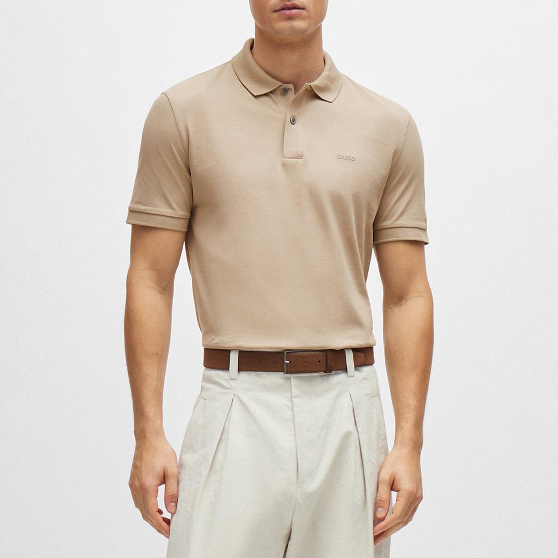 Dark Beige Embroidered Logo Cotton Polo Shirt main product photo