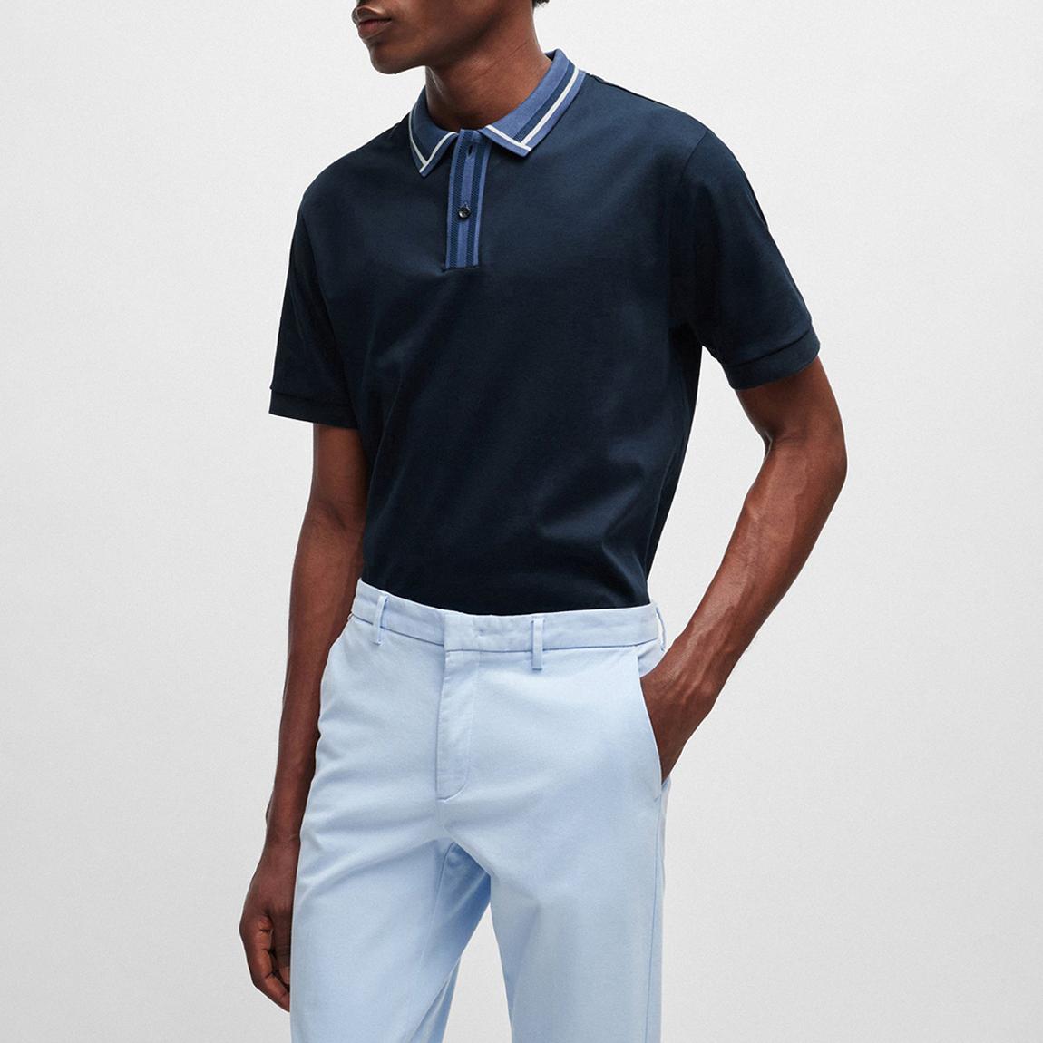 Navy Contrast Cotton Polo Shirt main product photo