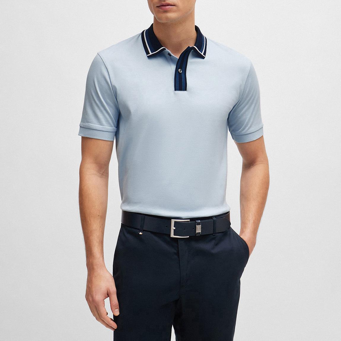 Light Blue Contrast Cotton Polo Shirt main product photo