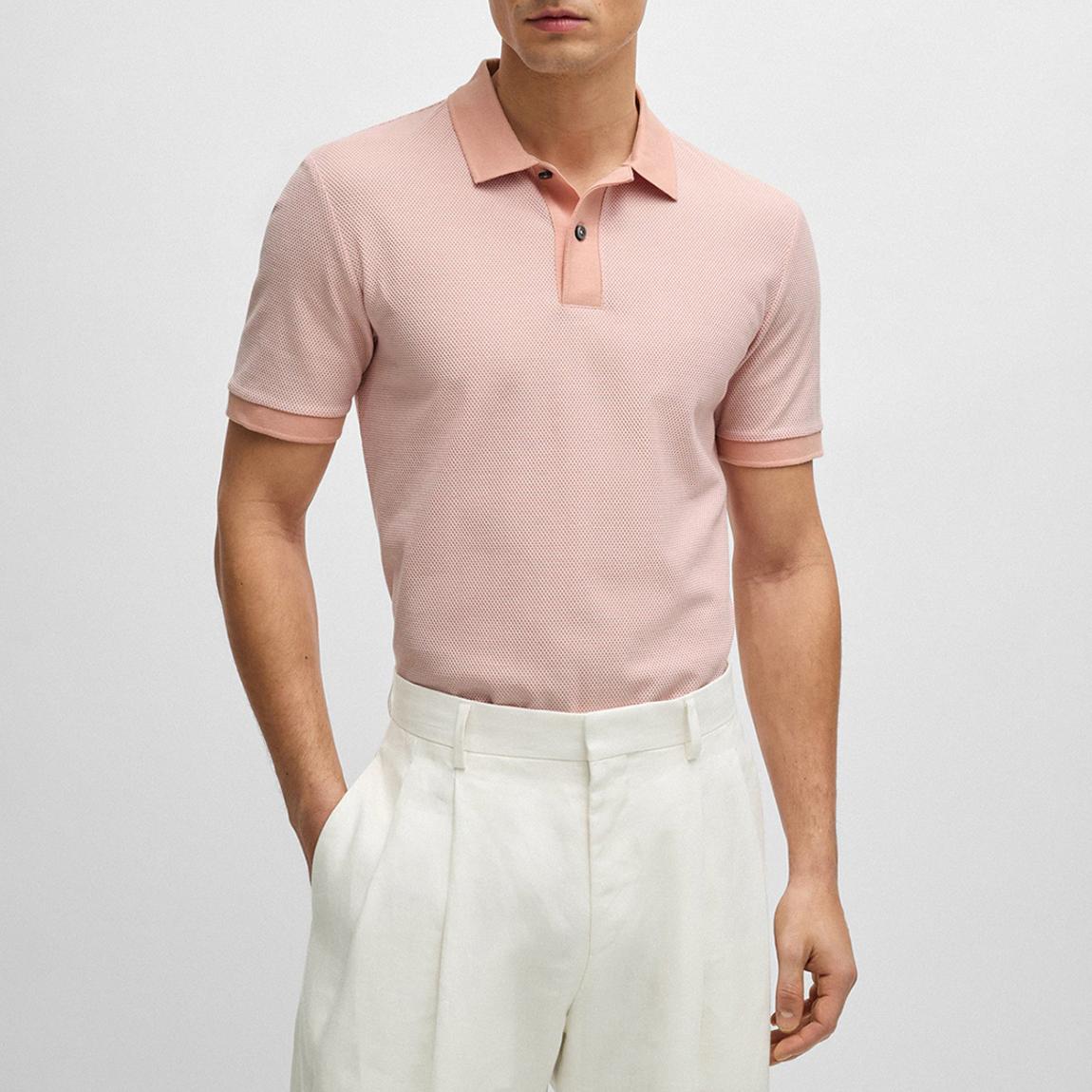 Pink Textured Cotton Polo Shirt main product photo