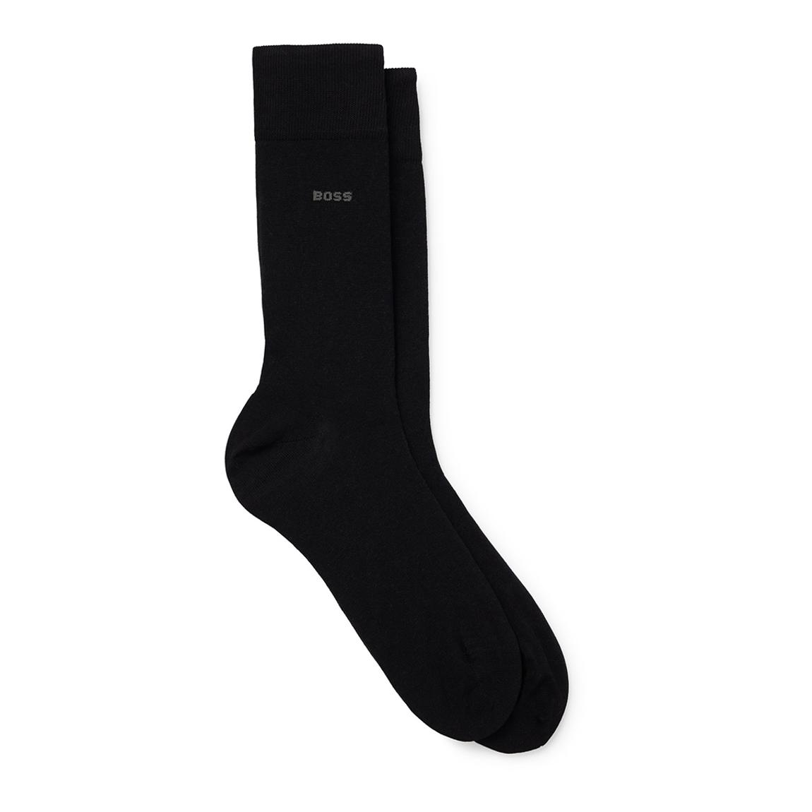 Black 2 Pack Rib Embroidered Socks main product photo