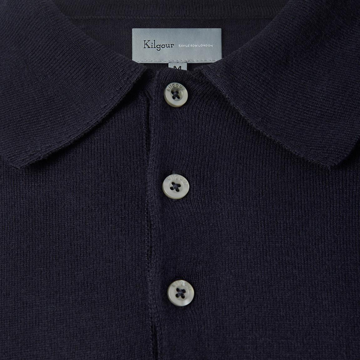 Navy Cotton Cashmere Long Sleeve Polo main product photo