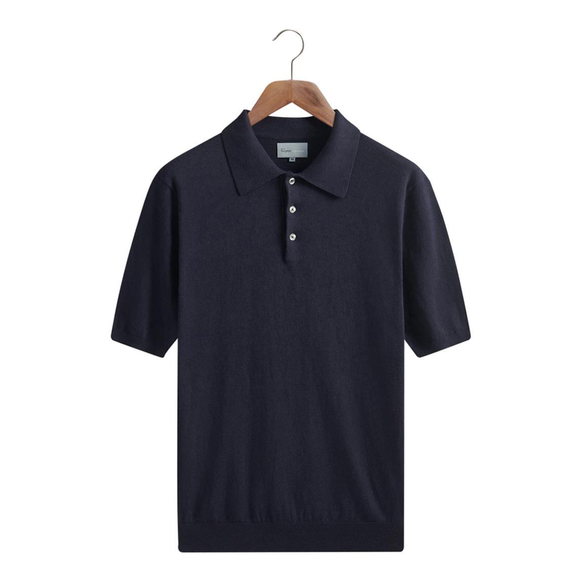 Navy Cotton Cashmere Polo Shirt main product photo