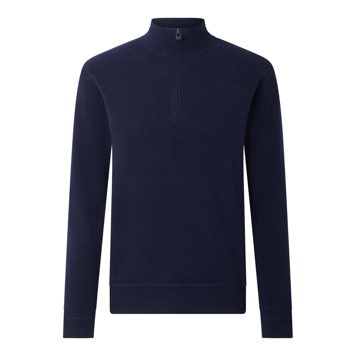 Navy Quarter Zip Wool Cashmere Jumper main product photo