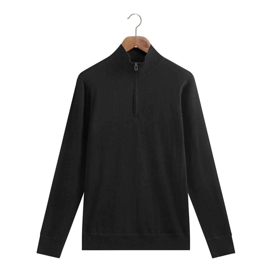 Black Quarter Zip Merino Wool Jumper main product photo