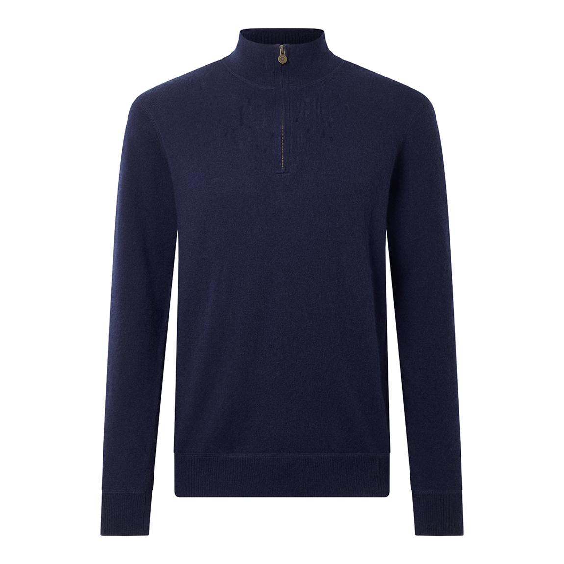 Navy 1/4 Zip Wool Cashmere Jumper main product photo