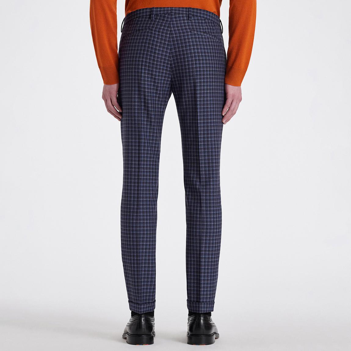 Navy Check Tailored Wool Trousers main product photo