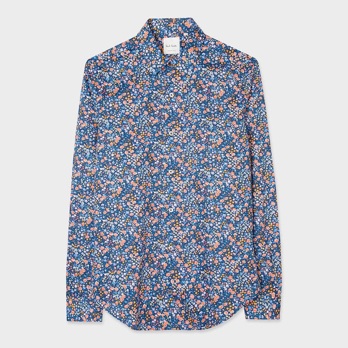 Navy Floral Print Cotton Shirt main product photo