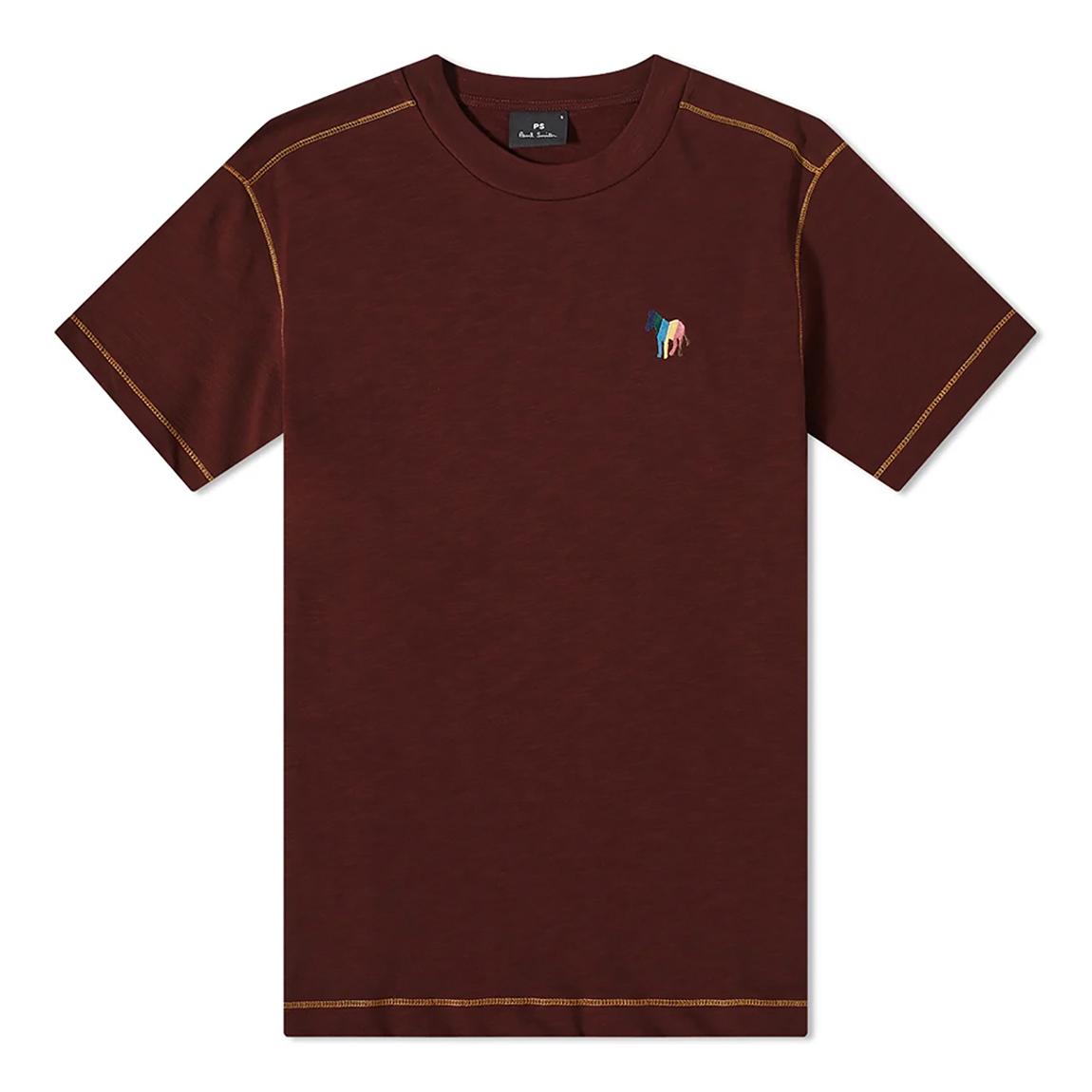 Burgundy Contrast Stitch Cotton T-Shirt main product photo