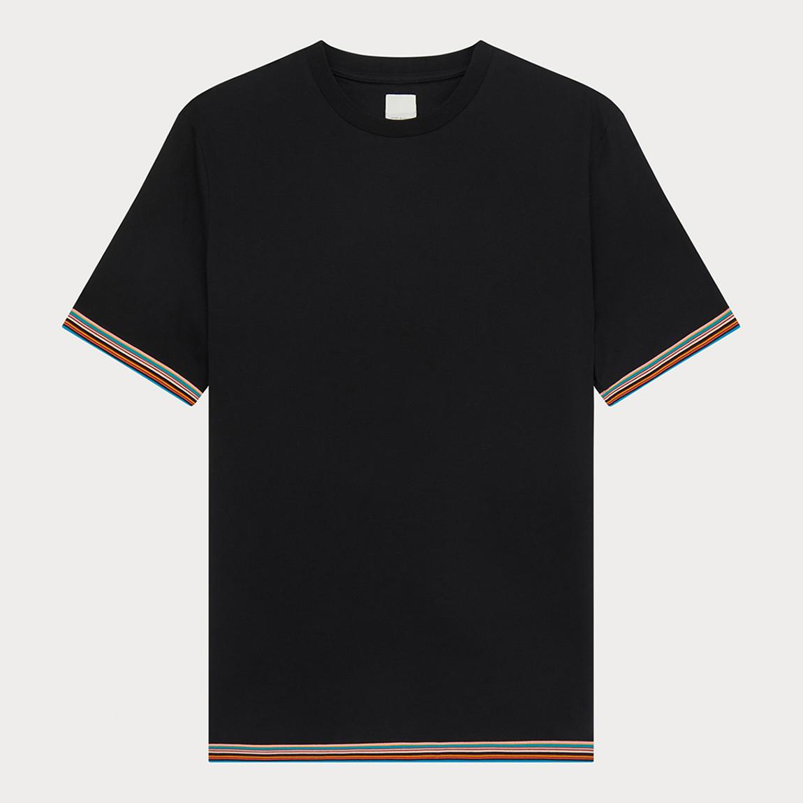 Black Stripe Trim Cotton T-Shirt main product photo