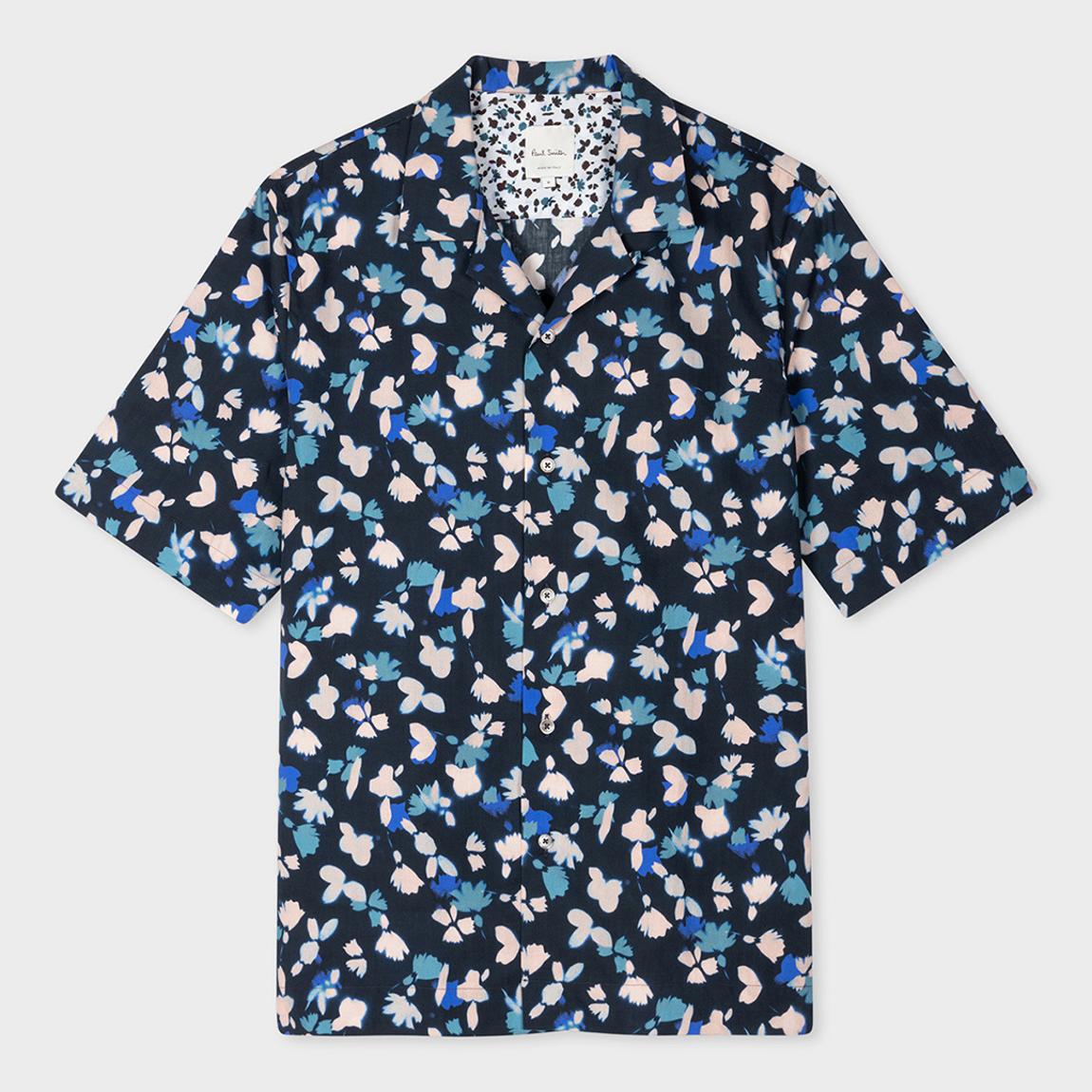 Navy Print Oversized Cotton Shirt main product photo